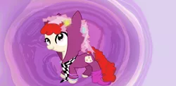 Size: 1366x666 | Tagged: 80s, 80s cheerilee, artist:majic-namie, bracelet, cheerilee, clothes, costume, cute, cutie mark, derp, derpibooru import, looking up, safe, smiling, socks, solo, tape, twist, zipper