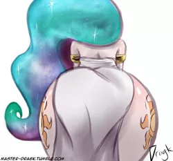 Size: 903x842 | Tagged: suggestive, artist:dragk, derpibooru import, princess celestia, equestria girls, ass, both cutie marks, clothes, cutie mark, cutie mark on equestria girl, dress, female, praise the sun, presenting, rear view, side slit, solaire thread, solo, solo female, sunbutt, the ass was fat, wide hips