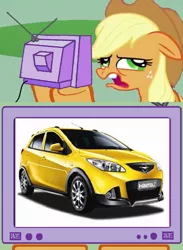 Size: 563x771 | Tagged: applejack, bad idea, car, derpibooru import, disgusted, exploitable meme, meme, obligatory pony, safe, tv meme