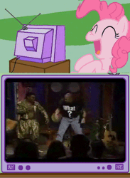 Size: 410x561 | Tagged: animated, comedy central, dancing, derpibooru import, exploitable meme, hammer time, laughing, mad magazine, mad tv, mc hammer, meme, obligatory pony, parachute pants, pinkie pie, safe, stone cold steve austin, television, tv meme, wat