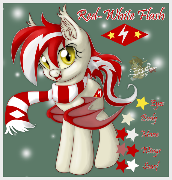 Size: 765x800 | Tagged: safe, artist:unisoleil, derpibooru import, oc, oc:red-white flash, unofficial characters only, bat pony, pony, clothes, scarf, solo