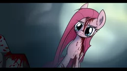 Size: 1920x1080 | Tagged: artist:wubcakeva, blood, derpibooru import, grimdark, pinkamena diane pie, pinkie pie, solo