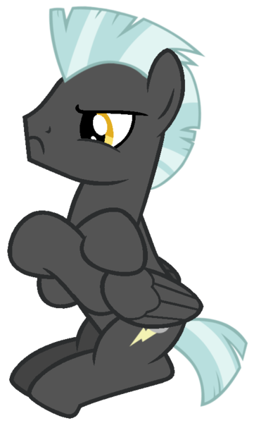 Size: 519x862 | Tagged: safe, artist:dreamcasterpegasus, derpibooru import, thunderlane, pegasus, pony, crossed hooves, male, simple background, sitting, solo, stallion, transparent background, unamused