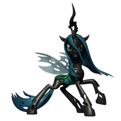 Size: 1440x1440 | Tagged: 3d, 3d model, artist:clawed-nyasu, changeling, changeling queen, derpibooru import, fangs, female, model, queen chrysalis, safe, simple background, solo, transparent background