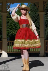 Size: 450x672 | Tagged: safe, artist:joannekcosplay, artist:princess of tea cosplay, derpibooru import, applejack, human, convention, cosplay, irl, irl human, kumoricon, photo, short dress, solo