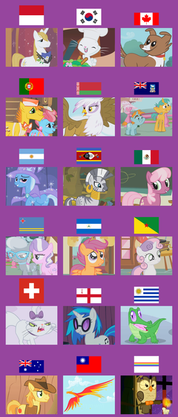 Size: 900x2100 | Tagged: safe, derpibooru import, angel bunny, braeburn, carrot cake, cup cake, diamond tiara, gilda, gummy, opalescence, owlowiscious, philomena, prince blueblood, scootaloo, silver spoon, snails, snips, sweetie belle, trixie, vinyl scratch, winona, zecora, gryphon, zebra, argentina, aruba, australia, belarus, canada, eswatini, falkland islands, french guiana, indonesia, jewish autonomous oblast, london, mexico, monaco, nicaragua, portugal, south korea, swaziland, switzerland, taiwan, uruguay