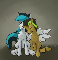 Size: 900x938 | Tagged: safe, artist:enma-darei, derpibooru import, oc, unofficial characters only, pegasus, pony, unicorn, gay, male, nuzzling, shipping