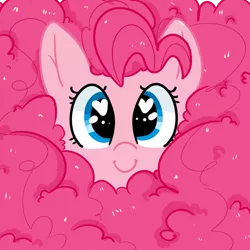 Size: 800x800 | Tagged: dead source, safe, artist:pegacornss, derpibooru import, pinkie pie, cute, diapinkes, fluffy, fluffy mane, heart, heart eyes, impossibly large mane, long mane, looking at you, mane frame, poofy mane, solo, wingding eyes