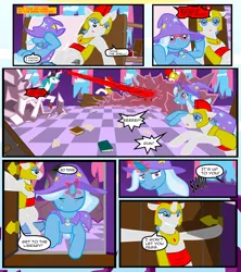 Size: 1600x1800 | Tagged: artist:gatesmccloud, cmc 10k, comic, crystallized, derpibooru import, grimdark, princess celestia, trixie