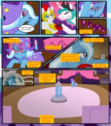 Size: 1600x1800 | Tagged: artist:gatesmccloud, cmc 10k, comic, crystallized, derpibooru import, grimdark, princess celestia, trixie