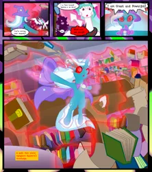 Size: 1600x1800 | Tagged: artist:gatesmccloud, cmc 10k, comic, derpibooru import, grimdark, magic, princess celestia, trixie