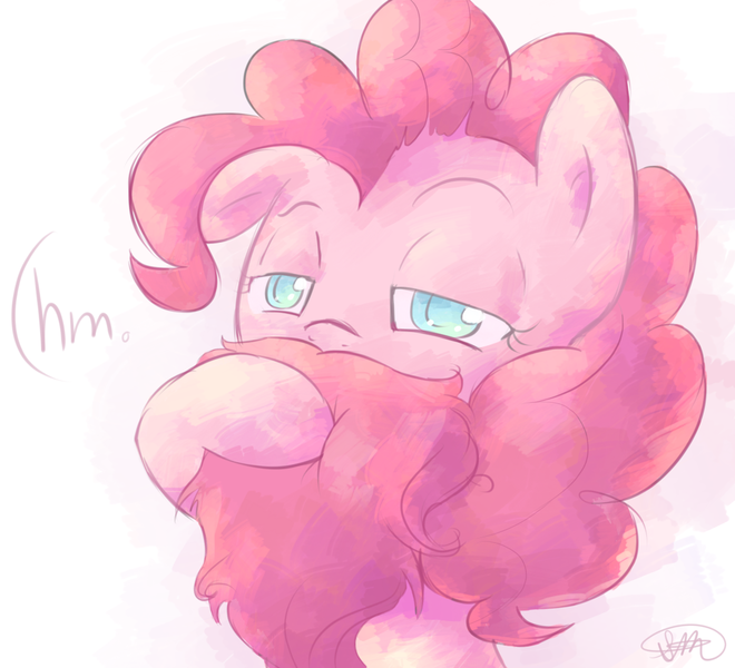 Size: 1100x1000 | Tagged: safe, artist:spikedmauler, derpibooru import, pinkie pie, beard, solo