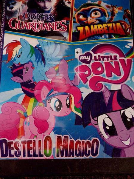 Size: 540x720 | Tagged: useless source url, suggestive, artist:grumblepluck, derpibooru import, pinkie pie, rainbow dash, twilight sparkle, art theft, bootleg, dvd cover, fail, female, funny, irl, lesbian, movie, photo, piracy, pirate, rise of the guardians, shipping, spanish, twidash, wat, you had one job, zambezia