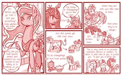 Size: 800x494 | Tagged: alternate universe, artist:vavacung, button mash, changeling, comic, comic:when villain win, derpibooru import, dragon, interspecies, monochrome, princess luna, queen chrysalis, safe, shipping, sweetie belle