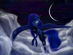 Size: 2400x1800 | Tagged: artist:critzie, crying, derpibooru import, flying, night, princess luna, sad, safe, solo