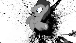 Size: 1920x1080 | Tagged: artist:hombre0, artist:karl97, black and white, derpibooru import, doctor whooves, gray, grayscale, paint splatter, safe, solo, time turner, vector, wallpaper