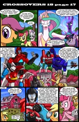 Size: 800x1226 | Tagged: safe, artist:kitfox-crimson, derpibooru import, apple bloom, applejack, fluttershy, pinkie pie, princess celestia, princess luna, rarity, scootaloo, sweetie belle, twilight sparkle, ponified, pony, comic:transformers vs my little pony, comic, crossover, cutie mark crusaders, ironhide, laserbeak, megatron, perceptor, ravage, soundwave, starscream, transformers