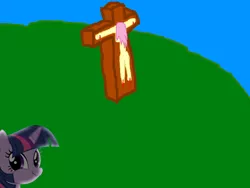 Size: 800x600 | Tagged: 1000 hours in ms paint, artist:twi, blood, breasts, cross, crucifixion, death, derpibooru import, edgy, fluttershy, grimdark, jontron thread, ms paint, obvious troll, twilight sparkle