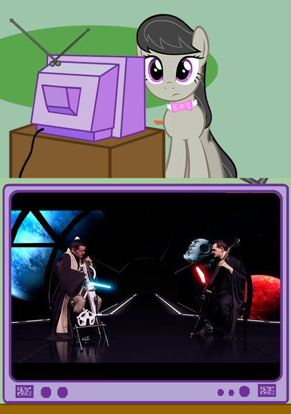 Size: 563x800 | Tagged: cello, derpibooru import, dueling cellos, exploitable meme, lightsaber, meme, musical instrument, obligatory pony, octavia melody, parody, safe, star wars, tv meme