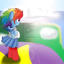 Size: 800x800 | Tagged: artist:sailormod, cloud, cloudy, derpibooru import, hot air balloon, rainbow dash, safe, sailor loyalty, sailor ponies, solo, watermark