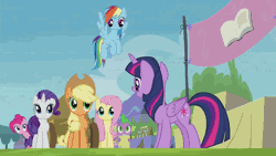Size: 832x468 | Tagged: safe, derpibooru import, screencap, applejack, bon bon, carrot top, cotton cloudy, fluttershy, golden harvest, pinkie pie, rainbow dash, rarity, sweetie drops, twilight sparkle, twilight sparkle (alicorn), wensley, alicorn, earth pony, pegasus, pony, unicorn, trade ya, animated, autograph, behaving like a dog, blinking, book, cart, climbing, concession stand, cotton cloudy reveals, cottonbetes, cute, excited, eyes closed, female, filly, floating, flying, folder, frown, grin, horseshoes, magic, mare, mouth hold, perch, photo, quill, raised eyebrow, shake, sigh, smiling, squee, surprised, tail wag, telekinesis, tent, tree, wide eyes