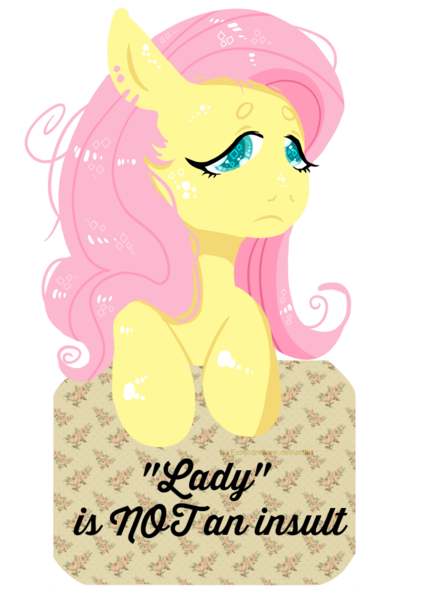 Size: 700x985 | Tagged: artist:coffeelotte, drama, drama bait, fluttershy, mouthpiece, safe, social justice warrior, solo