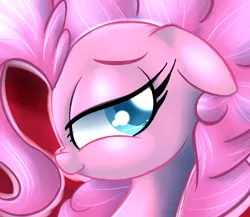 Size: 1024x887 | Tagged: safe, artist:madacon, derpibooru import, pinkie pie, beautiful, bedroom eyes, floppy ears, looking at you, profile, shiny, smiling, solo