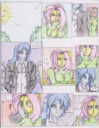 Size: 1275x1655 | Tagged: anthro, artist:zoarenso, comic, comic:innocent sin, derpibooru import, fluttershy, oc, oc:stormcloak, safe, traditional art