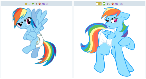 Size: 512x276 | Tagged: artist:cupcakescankill, artist:sheepypeepy, blushing, derpibooru, diaper, diaper fetish, disapproval, exploitable meme, female, juxtaposition, juxtaposition win, meme, meta, questionable, rainbow dash, simple background, solo, solo female, transparent background