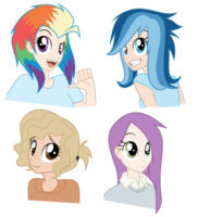 Size: 182x200 | Tagged: artist:kumkrum, derpibooru import, human, humanized, humanized oc, oc, oc:applesauce, oc:feathers, oc:ragtag, oc:shooting star, offspring, parent:rainbow dash, parent:soarin', parents:soarindash, picture for breezies, safe, unofficial characters only