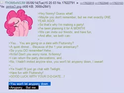 Size: 534x402 | Tagged: 4chan, anon in equestria, derpibooru import, greentext, /mlp/, pinkie pie, rejection, rejection is magic, sad, safe, text