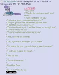 Size: 401x507 | Tagged: 4chan, anon in equestria, derpibooru import, greentext, maud pie, /mlp/, rejection, rejection is magic, sad, safe, text