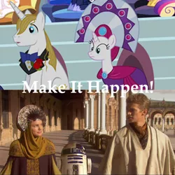 Size: 600x600 | Tagged: anakin skywalker, derpibooru import, duchess of maretonia, exploitable meme, ice mirror, make it happen, meme, padme amidala, prince blueblood, princess cadance, princess celestia, princess luna, r2-d2, safe, star wars