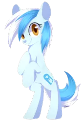 Size: 343x500 | Tagged: safe, artist:sion, derpibooru import, oc, oc:tubey, unofficial characters only, earth pony, pony, bipedal, female, hoof on chest, looking at you, mare, ponytube, simple background, solo, transparent background, tubey