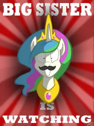 Size: 557x744 | Tagged: 1984, artist:trace-101, big brother is watching, derpibooru import, moustache, poster, princess celestia, propaganda, safe, solo