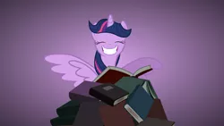 Size: 1920x1080 | Tagged: safe, artist:spencethenewbie, derpibooru import, twilight sparkle, twilight sparkle (alicorn), alicorn, pony, castle mane-ia, adorkable, book, cute, dork, female, mare, pile, smiling, solo, that pony sure does love books, twiabetes, vector, wallpaper, wingboner