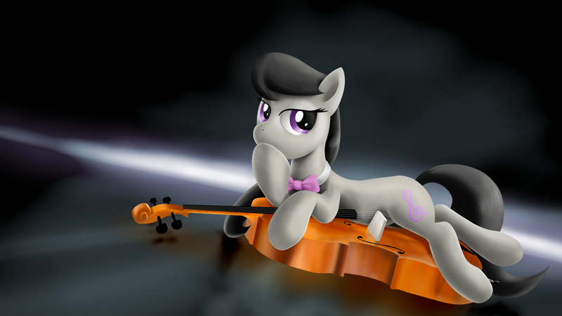 Size: 1920x1080 | Tagged: safe, artist:nekokevin, derpibooru import, octavia melody, earth pony, pony, abstract background, cello, female, mare, musical instrument, prone, solo