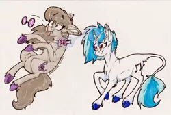 Size: 1723x1161 | Tagged: artist:mylittlerainbowtail, classical unicorn, derpibooru import, leonine tail, octavia melody, safe, traditional art, vinyl scratch