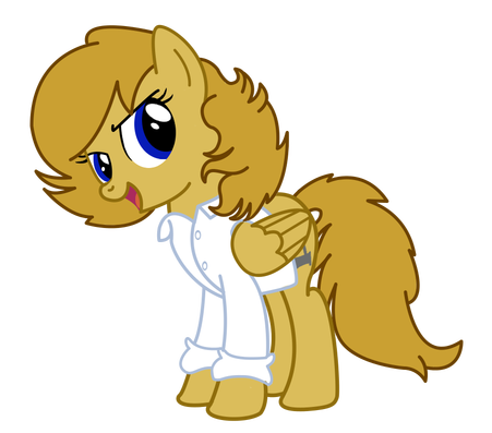 Size: 451x397 | Tagged: safe, artist:huskkies, derpibooru import, oc, oc:professoranna, unofficial characters only, pony, clothes, female, lab coat, mare, mother, professor, solo, young