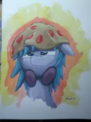 Size: 1944x2592 | Tagged: artist:flowbish, derpibooru import, food, meat, pepperoni, pepperoni pizza, pizza, safe, solo, traditional art, vinyl scratch