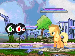 Size: 640x480 | Tagged: applejack, artist:angrynoahs, derpibooru import, microsoft sam, mugen, safe, stick figure