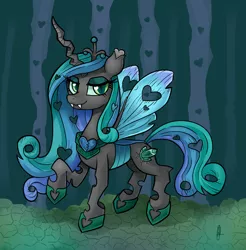 Size: 1000x1017 | Tagged: artist:php13, askchrysalis, changeling, changelingified, derpibooru import, princess cadalis, princess cadance, safe, solo