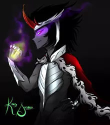 Size: 838x953 | Tagged: safe, artist:swiftyuki, derpibooru import, king sombra, anthro, human, antagonist, curved horn, dark magic, humanized, magic, pony coloring, solo, sombra eyes