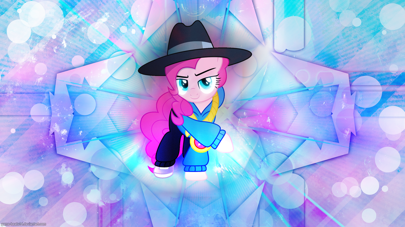 Size: 2560x1440 | Tagged: artist:caliazian, artist:game-beatx14, clothes, derpibooru import, hat, necklace, pinkie pie, rapper pie, safe, shoes, solo, testing testing 1-2-3, top hat, wallpaper