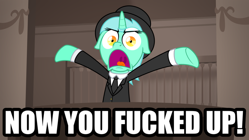 Size: 1920x1080 | Tagged: safe, artist:zutheskunk, derpibooru import, lyra heartstrings, ponified, pony, unicorn, abraham lincoln, angry, bipedal, clothes, female, hat, looking at you, mare, meme, necktie, now you fucked up, open mouth, reaction image, solo, suit, vulgar, wallpaper, whitest kids you know