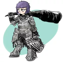 Size: 1228x1207 | Tagged: armor, artist:nobody, dark souls, derpibooru import, havel the rock, oc, oc:pebble, offspring, parent:maud pie, safe, satyr, solo, unofficial characters only, weapon
