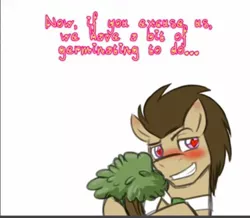 Size: 1340x1169 | Tagged: artist:jitterbugjive, bonsai tree, dendrophilia, derpibooru import, doctor whooves, gay, george, germinating, jpg artifacts, love poison, lovestruck derpy, male, solo, suggestive, time turner