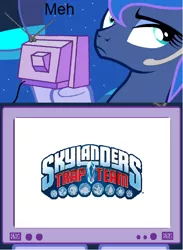 Size: 564x770 | Tagged: activision, cash cow, derpibooru import, exploitable meme, fall 2014, gamer luna, meme, obligatory pony, princess luna, safe, skylanders, tv meme