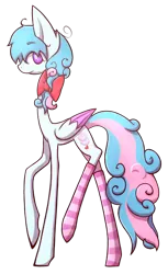 Size: 398x651 | Tagged: safe, artist:kathyatipton, derpibooru import, oc, oc:candy, unofficial characters only, pegasus, pony, long legs, looking at you, messy mane, smiling, solo