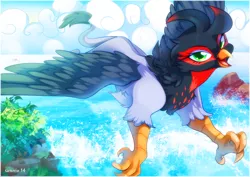 Size: 1228x868 | Tagged: safe, artist:si1vr, derpibooru import, oc, oc:gertie, unofficial characters only, gryphon, solo